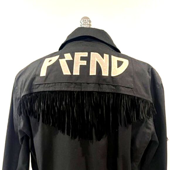 Profound Aesthetic Black Moto Jacket Zippers Fringe Large - Picture 3 of 6